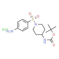 ChemSpider 2D Image | TERT-BUTYL N-[1-(4-AMINOBENZENESULFONYL)PIPERIDIN-4-YL]CARBAMATE HYDROCHLORIDE | C16H26ClN3O4S