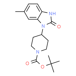 ChemSpider 2D Image | 2-Methyl-2-propanyl 4-(6-methyl-2-oxo-2,3-dihydro-1H-benzimidazol-1-yl)-1-piperidinecarboxylate | C18H25N3O3