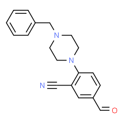 ChemSpider 2D Image | 2-(4-Benzyl-1-piperazinyl)-5-formylbenzonitrile | C19H19N3O