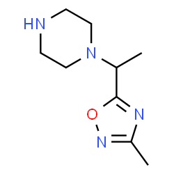 ChemSpider 2D Image | 1-[1-(3-Methyl-1,2,4-oxadiazol-5-yl)ethyl]piperazine | C9H16N4O