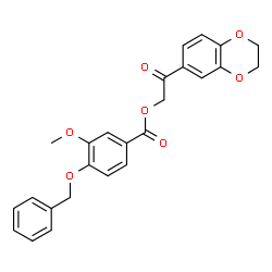 ChemSpider 2D Image | 2-(2,3-Dihydro-1,4-benzodioxin-6-yl)-2-oxoethyl 4-(benzyloxy)-3-methoxybenzoate | C25H22O7