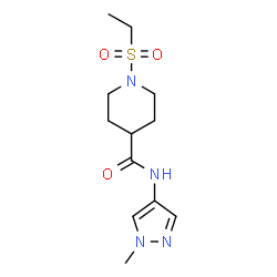 ChemSpider 2D Image | 1-(Ethylsulfonyl)-N-(1-methyl-1H-pyrazol-4-yl)-4-piperidinecarboxamide | C12H20N4O3S