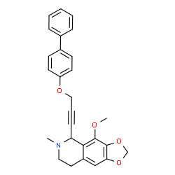 ChemSpider 2D Image | 5-[3-(4-Biphenylyloxy)-1-propyn-1-yl]-4-methoxy-6-methyl-5,6,7,8-tetrahydro[1,3]dioxolo[4,5-g]isoquinoline | C27H25NO4