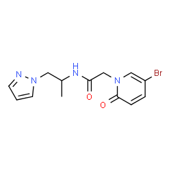 ChemSpider 2D Image | 2-(5-Bromo-2-oxo-1(2H)-pyridinyl)-N-[1-(1H-pyrazol-1-yl)-2-propanyl]acetamide | C13H15BrN4O2