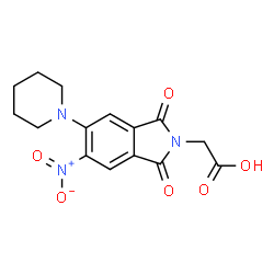 ChemSpider 2D Image | [5-Nitro-1,3-dioxo-6-(1-piperidinyl)-1,3-dihydro-2H-isoindol-2-yl]acetic acid | C15H15N3O6