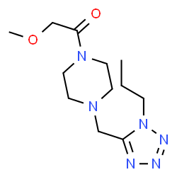 ChemSpider 2D Image | 2-Methoxy-1-{4-[(1-propyl-1H-tetrazol-5-yl)methyl]-1-piperazinyl}ethanone | C12H22N6O2