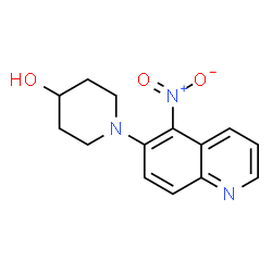 ChemSpider 2D Image | 1-(5-Nitro-6-quinolinyl)-4-piperidinol | C14H15N3O3
