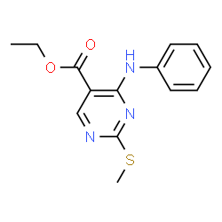 ChemSpider 2D Image | Ethyl 4-anilino-2-(methylsulfanyl)-5-pyrimidinecarboxylate | C14H15N3O2S