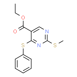 ChemSpider 2D Image | Ethyl 2-methylthio-4-phenylthiopyrimidine-5-carboxylate | C14H14N2O2S2