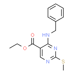 ChemSpider 2D Image | Ethyl 4-(benzylamino)-2-(methylthio)pyrimidine-5-carboxylate | C15H17N3O2S
