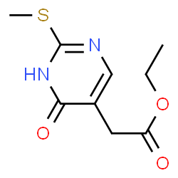 ChemSpider 2D Image | Ethyl 2-(2-(methylthio)-6-oxo-1,6-dihydropyrimidin-5-yl)acetate | C9H12N2O3S