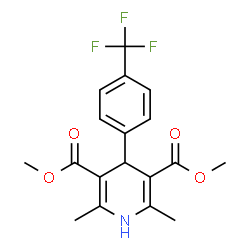 ChemSpider 2D Image | Dimethyl 2,6-dimethyl-4-[4-(trifluoromethyl)phenyl]-1,4-dihydro-3,5-pyridinedicarboxylate | C18H18F3NO4