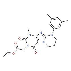 ChemSpider 2D Image | Ethyl [9-(3,5-dimethylphenyl)-1-methyl-2,4-dioxo-1,4,6,7,8,9-hexahydropyrimido[2,1-f]purin-3(2H)-yl]acetate | C21H25N5O4