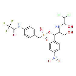 ChemSpider 2D Image | 2-[(2,2-Dichloro-1-hydroxyethyl)amino]-3-hydroxy-1-(4-nitrophenyl)propyl hydrogen {4-[(trifluoroacetyl)amino]benzyl}phosphonate | C20H21Cl2F3N3O8P