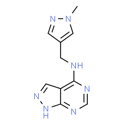 ChemSpider 2D Image | N-[(1-Methyl-1H-pyrazol-4-yl)methyl]-1H-pyrazolo[3,4-d]pyrimidin-4-amine | C10H11N7