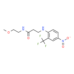 ChemSpider 2D Image | N-(2-Methoxyethyl)-N~3~-[4-nitro-2-(trifluoromethyl)phenyl]-beta-alaninamide | C13H16F3N3O4