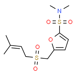 ChemSpider 2D Image | N,N-Dimethyl-5-{[(3-methyl-2-buten-1-yl)sulfonyl]methyl}-2-furansulfonamide | C12H19NO5S2