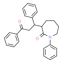ChemSpider 2D Image | 3-(3-Oxo-1,3-diphenylpropyl)-1-phenyl-2-azepanone | C27H27NO2