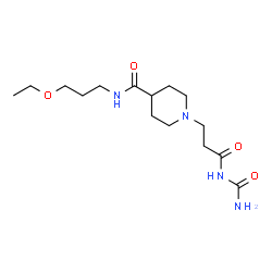 ChemSpider 2D Image | 1-[3-(Carbamoylamino)-3-oxopropyl]-N-(3-ethoxypropyl)-4-piperidinecarboxamide | C15H28N4O4