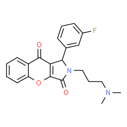 ChemSpider 2D Image | 2-[3-(Dimethylamino)propyl]-1-(3-fluorophenyl)-1,2-dihydrochromeno[2,3-c]pyrrole-3,9-dione | C22H21FN2O3