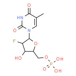 ChemSpider 2D Image | 1-(2-Deoxy-2-fluoro-5-O-phosphonopentofuranosyl)-5-methyl-2,4(1H,3H)-pyrimidinedione | C10H14FN2O8P