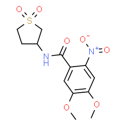 ChemSpider 2D Image | N-(1,1-Dioxidotetrahydro-3-thiophenyl)-4,5-dimethoxy-2-nitrobenzamide | C13H16N2O7S
