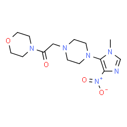 ChemSpider 2D Image | 2-[4-(1-Methyl-4-nitro-1H-imidazol-5-yl)-1-piperazinyl]-1-(4-morpholinyl)ethanone | C14H22N6O4