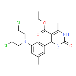 ChemSpider 2D Image | Ethyl 4-{3-[bis(2-chloroethyl)amino]-5-methylphenyl}-6-methyl-2-oxo-1,2,3,4-tetrahydro-5-pyrimidinecarboxylate | C19H25Cl2N3O3