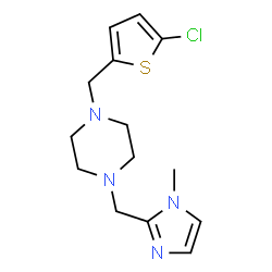ChemSpider 2D Image | 1-[(5-Chloro-2-thienyl)methyl]-4-[(1-methyl-1H-imidazol-2-yl)methyl]piperazine | C14H19ClN4S