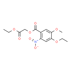 ChemSpider 2D Image | 2-Ethoxy-2-oxoethyl 4-ethoxy-5-methoxy-2-nitrobenzoate | C14H17NO8