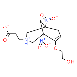 ChemSpider 2D Image | 3-[6-(2-Hydroxyethoxy)-1,5-dinitro-3-azoniabicyclo[3.3.1]non-6-en-3-yl]propanoate | C13H19N3O8