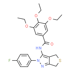 ChemSpider 2D Image | 3,4,5-Triethoxy-N-[2-(4-fluorophenyl)-2,6-dihydro-4H-thieno[3,4-c]pyrazol-3-yl]benzamide | C24H26FN3O4S