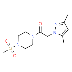 ChemSpider 2D Image | 2-(3,5-Dimethyl-1H-pyrazol-1-yl)-1-[4-(methylsulfonyl)-1-piperazinyl]ethanone | C12H20N4O3S