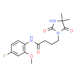 ChemSpider 2D Image | 4-(4,4-Dimethyl-2,5-dioxo-1-imidazolidinyl)-N-(4-fluoro-2-methoxyphenyl)butanamide | C16H20FN3O4