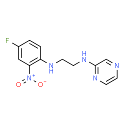 ChemSpider 2D Image | N-(4-Fluoro-2-nitrophenyl)-N'-(2-pyrazinyl)-1,2-ethanediamine | C12H12FN5O2