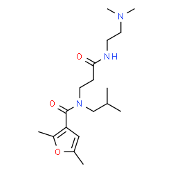 ChemSpider 2D Image | N-(3-{[2-(Dimethylamino)ethyl]amino}-3-oxopropyl)-N-isobutyl-2,5-dimethyl-3-furamide | C18H31N3O3