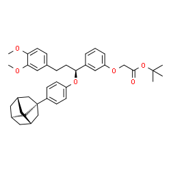 ChemSpider 2D Image | tert-Butyl 2-(3-((S)-1-(4-((3S,5S,7S)-adamantan-1-yl)phenoxy)-3-(3,4-dimethoxyphenyl)propyl)phenoxy)acetate | C39H48O6