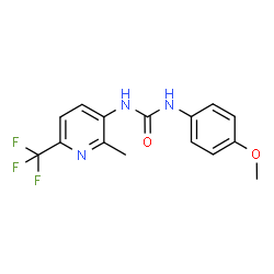 ChemSpider 2D Image | 1-(4-Methoxyphenyl)-3-[2-methyl-6-(trifluoromethyl)-3-pyridinyl]urea | C15H14F3N3O2