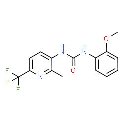 ChemSpider 2D Image | 1-(2-Methoxyphenyl)-3-[2-methyl-6-(trifluoromethyl)-3-pyridinyl]urea | C15H14F3N3O2