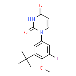 ChemSpider 2D Image | 1-(3-(tert-Butyl)-5-iodo-4-methoxyphenyl)pyrimidine-2,4(1H,3H)-dione | C15H17IN2O3