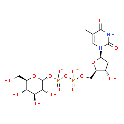ChemSpider 2D Image | Thymidine 5'-diphospo-alpha-D-glucopyranoside | C16H24N2O16P2
