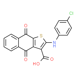 ChemSpider 2D Image | 2-[(4-CHLOROPHENYL)AMINO]-4,9-DIOXO-4H,9H-NAPHTHO[2,3-B]THIOPHENE-3-CARBOXYLIC ACID | C19H10ClNO4S