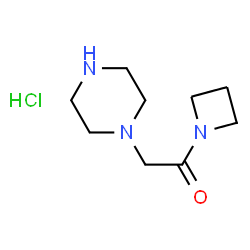 ChemSpider 2D Image | 1-(1-Azetidinyl)-2-(1-piperazinyl)ethanone hydrochloride (1:1) | C9H18ClN3O