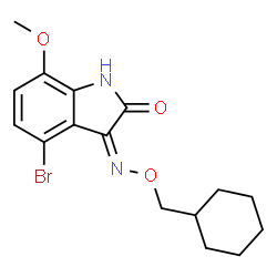 ChemSpider 2D Image | (3Z)-4-Bromo-3-[(cyclohexylmethoxy)imino]-7-methoxy-1,3-dihydro-2H-indol-2-one | C16H19BrN2O3