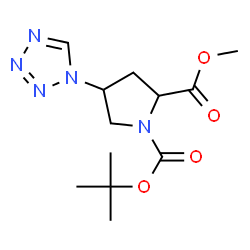ChemSpider 2D Image | 2-Methyl 1-(2-methyl-2-propanyl) 4-(1H-tetrazol-1-yl)-1,2-pyrrolidinedicarboxylate | C12H19N5O4