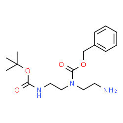 ChemSpider 2D Image | Benzyl (2-aminoethyl)[2-({[(2-methyl-2-propanyl)oxy]carbonyl}amino)ethyl]carbamate | C17H27N3O4