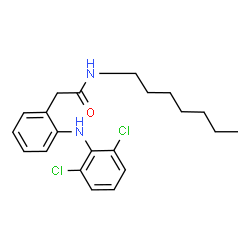 ChemSpider 2D Image | 2-{2-[(2,6-Dichlorophenyl)amino]phenyl}-N-heptylacetamide | C21H26Cl2N2O