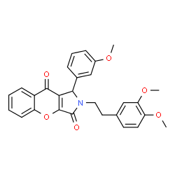 ChemSpider 2D Image | 2-[2-(3,4-Dimethoxyphenyl)ethyl]-1-(3-methoxyphenyl)-1,2-dihydrochromeno[2,3-c]pyrrole-3,9-dione | C28H25NO6