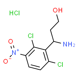 ChemSpider 2D Image | 3-Amino-3-(2,6-dichloro-3-nitrophenyl)-1-propanol hydrochloride (1:1) | C9H11Cl3N2O3