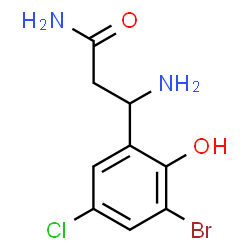 ChemSpider 2D Image | 3-Amino-3-(3-bromo-5-chloro-2-hydroxyphenyl)propanamide | C9H10BrClN2O2
